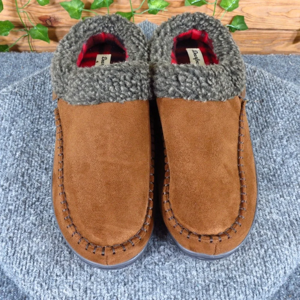 Dearfoams Marshall Mens Clog Slipper Size 9-10 Lounge Indoor Outdoor Brown Suede